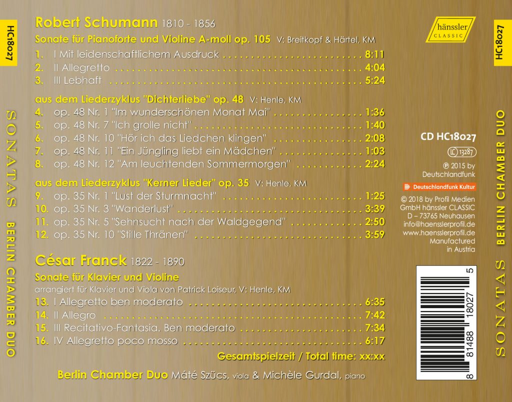 Homepage Berlin Chamber Duo Michèle Gurdal & Máté Szücs